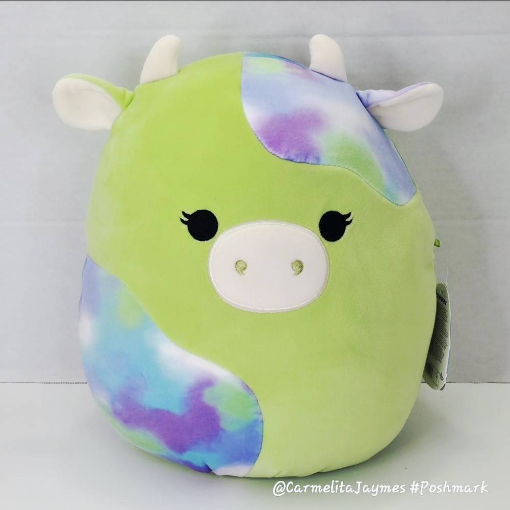 TRUCE 🐮 12" FTM HTF Retail Exclusive Green Blue Tie Dye Cow Squishmallow NWT